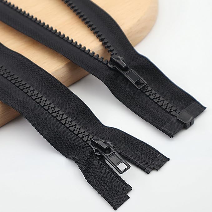 #5 12 Inch Separating Jacket Zippers 2PCS Plastic Bulk Zippers for Coats Sewing Crafts, Black YIGUANXIN
