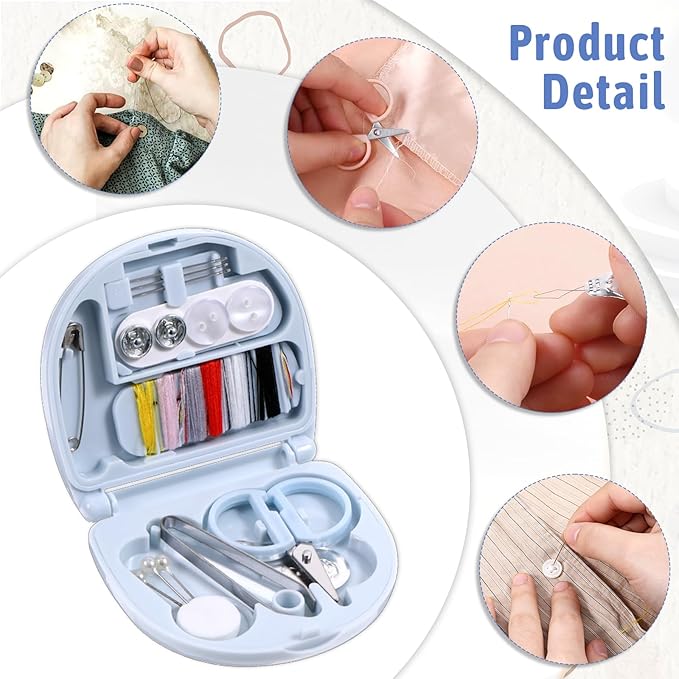 EupHHonycs 20 Pieces Mini Travel Sewing Kit Portable Travel Sewing Box Kit Portable Small Emergency Sewing Tool with Needle and Thread Scissors for Beginner Traveler Hotel Charity Homeless