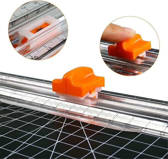 Paper Cutter Replacement Blade Paper Trimmer with Plastic Storage Box for A4 A5 Paper Trimmer, Safeguard Design 2-Pack