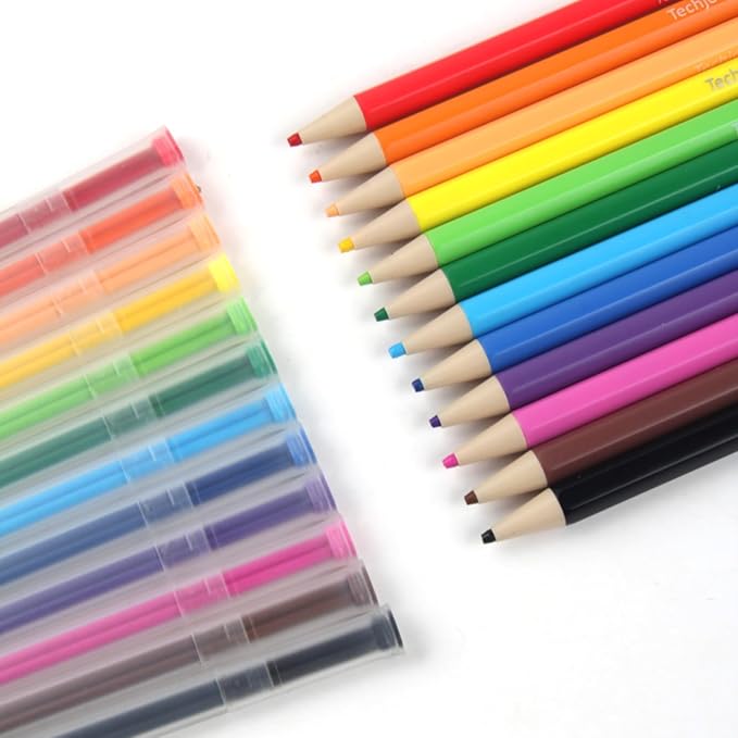 Colored Mechanical Pencil 2.6mm for Coloring and Drawing, Mechanical Colored Pencils, Mechanical Pencils with Sharpener and Case,12pcs with extra 24pcs colored leads