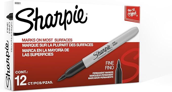 Sharpie Permanent Markers Set Quick Drying And Fade Resistant Fine Point Marker For Wood Plastic Paper Metal And More Drawing Coloring And Poster Marker Black 12 Count