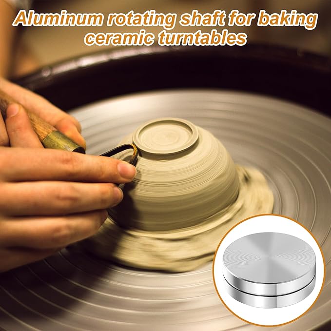 Silver Ceramic Clay Pottery Throwing Trimming Spinner Tool, 35mm Clay Ceramic Rotary Rotary Clays Tool for Professional Ceramics Making, Carving Artists and Hobbyists (35mm Diameter, 12mm Thickness)