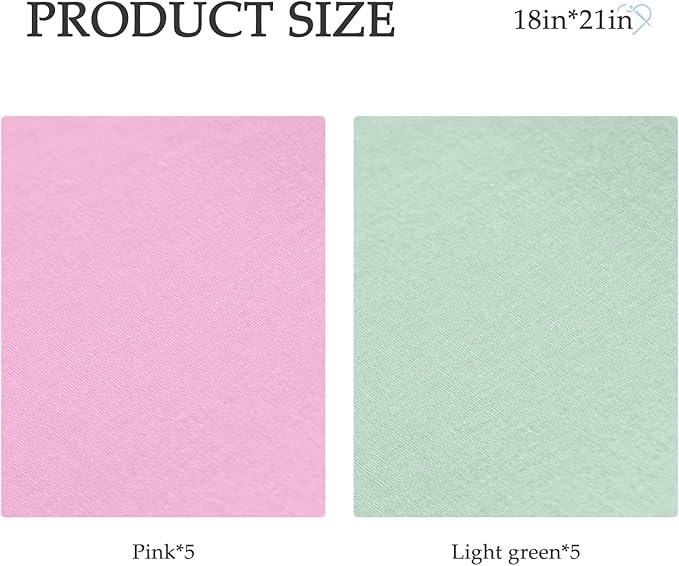 10 Pieces 18 x 21 Inches Cotton Fabric Precut Quilting Fabric Bundles Solid Colors Layer Cakes Quilt Material for DIY Craft Sewing Embroidery (Pink, Green)