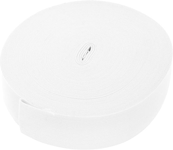 Mandala Crafts Wide 1.5 Inch White Elastic Bands Spool for Pants Waistbands Sewing and DIY Crafts, 50 YD Stretchy Flat Fabric Strap Knit Elastic Band for Wig
