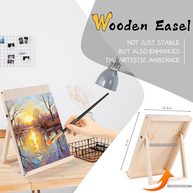 Paint Set, Acrylic Paint Set for Kids & Adults - Painting Supplies with18 Acrylic Paints, 8 Painting Brushes, 5 Canvas Panels, etc