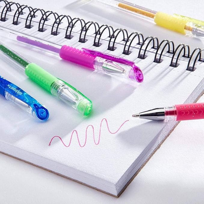 KINGART Glitter Rollerball Gel Pens, 50 Sparkling Colors with Soft-Grip Comfort, XL Ink Cartridge - More Ink, Great for All Ages, Writing, Coloring, Doodling, Scrapbooking, Journaling & More