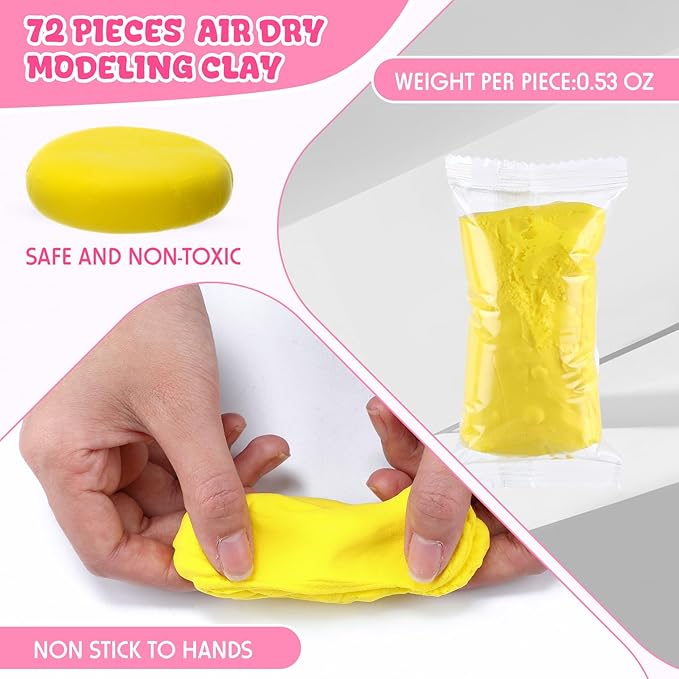 72 Pcs 38oz Air Dry Clay Bulk Modeling Ultra Lightweight Foam Modeling Clay for Kids Adults DIY Gifts Party Arts Crafts and School Project Supplies (Easter Color)