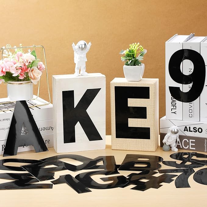 184 Pcs Large Vinyl Letter Sticker 6" Big Alphabet Number and Symbol Sticker Self Adhesive Removable Letter Decal for Christmas Bulletin Board Classroom Decor Poster Window Door Mailbox(Black)