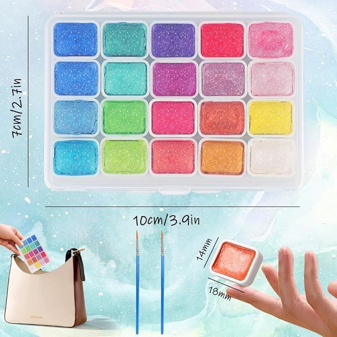 2pc Forestry Shifting Watercolor Set - Shimmer Metallic and Color Shifting Paint - Complete Colorful Kit for Art