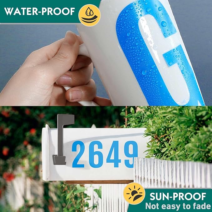 Seloom 13 Sheets Alphabet Stickers,4 Inch Large Vinyl Letter Number Stickers Self Adhesive,Waterproof Numbers Alphabet Letters Labels for DIY Crafts,Mailbox,Notebook,Door,Water Bottles,Car(Blue)