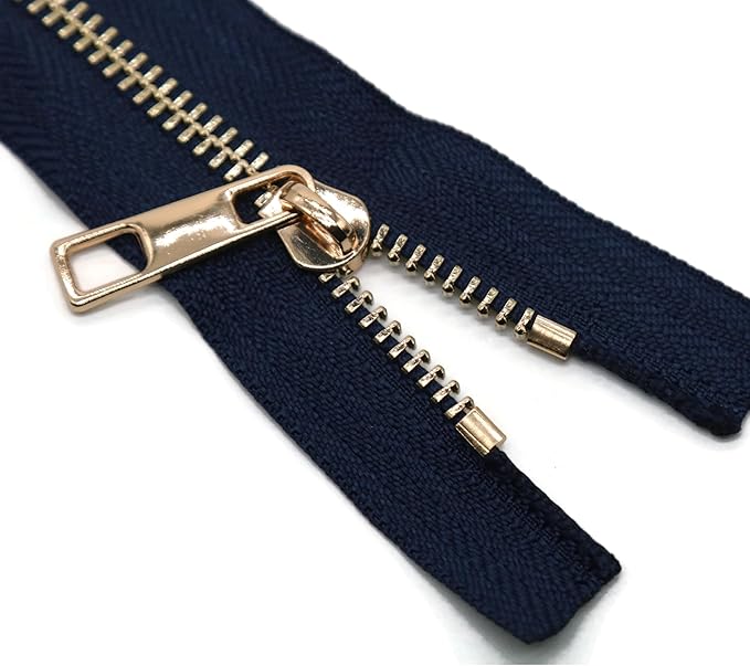 #5 Gold Metal Zipper - 50+ Colors - 3 PCS - (4-14 inches) Sizes - Luxury Lightweight Handcraft Metal Zippers with pulls for Purses Bags Pockets Shoes Sewing & Crafts DIY ZP024314