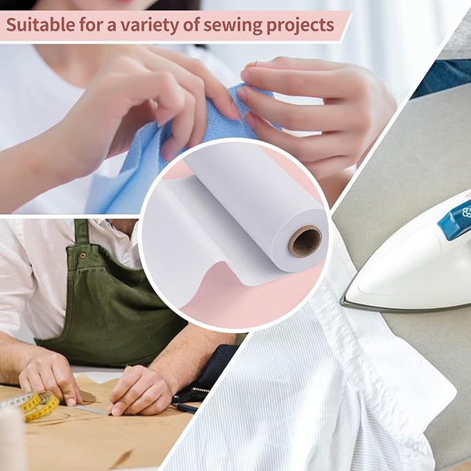 Light Weight 12"X 30 Yards Fusible Interfacing for Sewing,Iron-On Non-Woven Interfacing Fabric Polyester Single-Sided Interfacing for Sewing Supplies