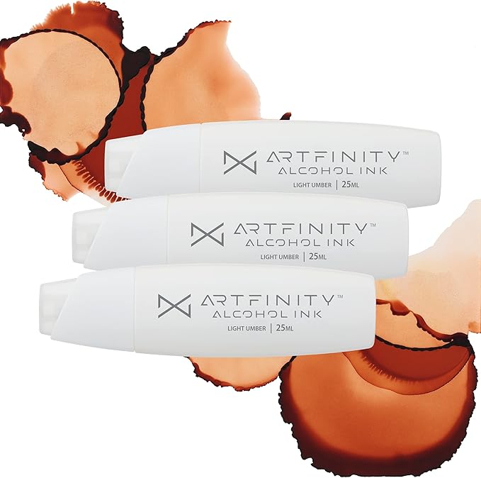 Alcohol Inks 3 Pack - Vibrant, Professional, Dye-Based Alcohol Inks for Artfinity Alcohol Markers, Artists, Drawing, & More! - Light Umber E1-75