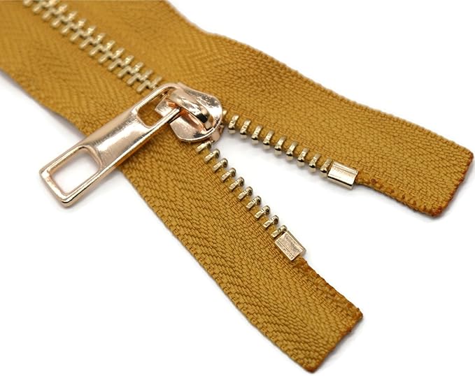 #5 Gold Metal Zipper - 50+ Colors - 3 PCS - (4-14 inches) Sizes - Luxury Lightweight Handcraft Metal Zippers with pulls for Purses Bags Pockets Shoes Sewing & Crafts DIY ZP021312