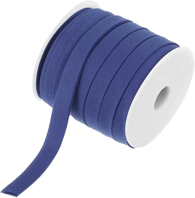 MECCANIXITY 2/5 Inch Double Fold Bias Tape Continuous Bulk Bias Tape for Sewing, Seaming Quilting Hemming Binding Crafts (Bright Blue 25 Yards)