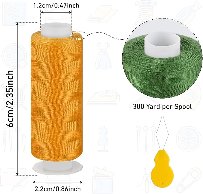 ilauke Sewing Thread, 36 Color 300 Yards per Spools Polyester Thread for Sewing, All Purpose Sewing Threads for DIY/Embroidery/Hand Stitching/Quilting and Sewing Machine
