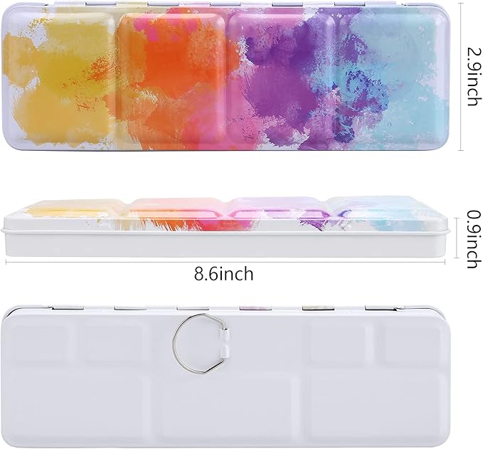 MYARTOOL Empty Watercolor Palette, Empty Watercolor Tins Box Palette Paint Case with 12 Empty Full Pans, Paint Tray Palette Suitable for Oil, Acrylic, Watercolor Painting