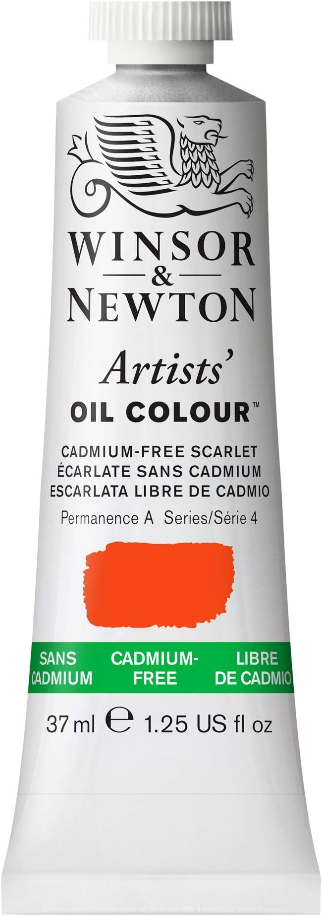 Winsor & Newton Artists' Oil Color, 37ml (1.25 oz) Tube, Cadmium-Free Scarlet