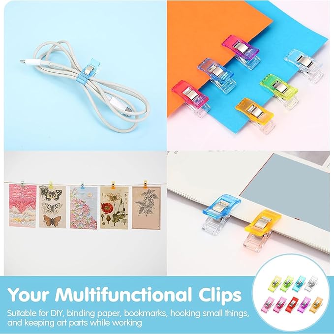 400 Sewing Clips Quilting Supplies Multipurpose Plastic Fabric Clips Assorted Colors for Sewing Quilting Binding Crafts