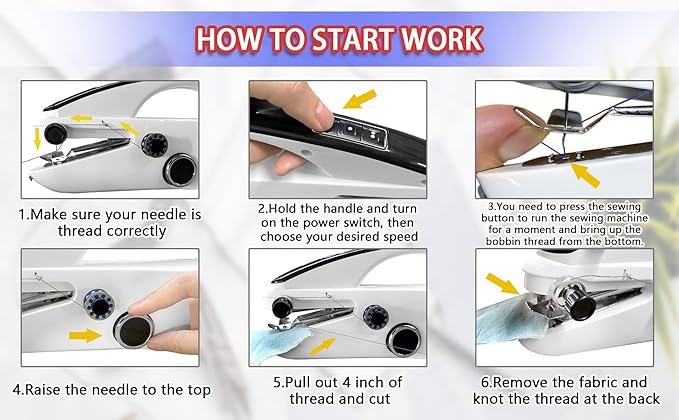 Handheld Sewing Machine Cordless – Portable Mini Handheld Sewer, Pocket Sewing Machine for Quick Repairs, Handy Stitch, Travel Stitch Sew Quick, Home & DIY Fabric (White-black)