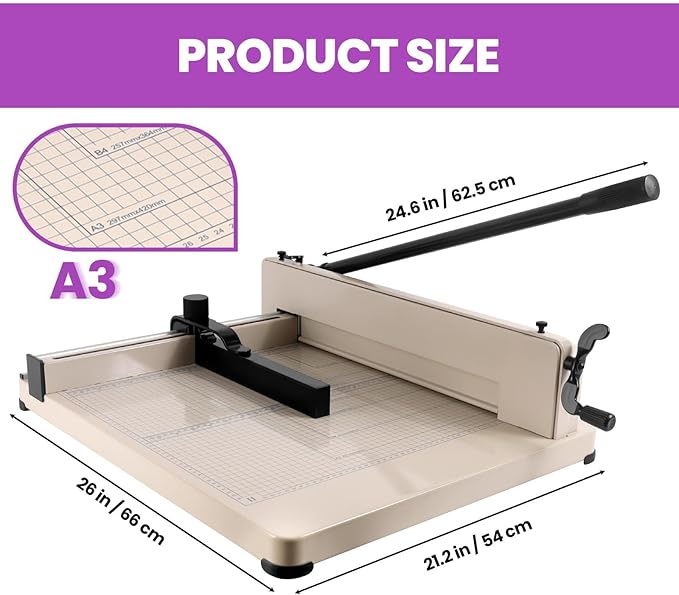 Heavy Duty Guillotine Paper Cutter, 17-inch Guillotine Table Paper Cutter,White(a3), 400-Sheet Paper Cutter with Double Safety Protection for Office, School, Commercial, Larger Area (17in)