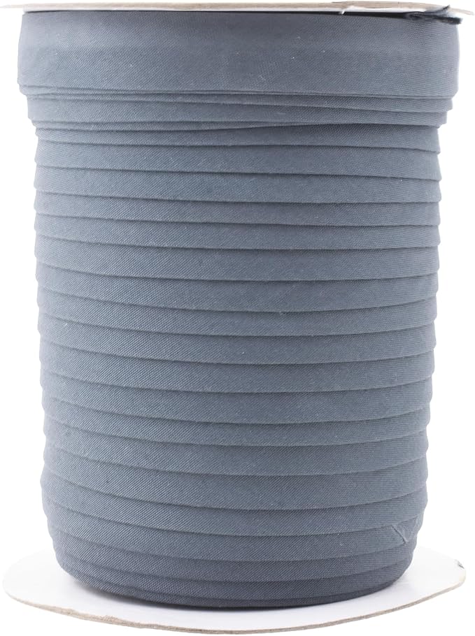 Mandala Crafts 55 Yards 5/8 Inch Dim Gray Double Fold Bias Tape for Sewing - Bias Binding Tape for Quilting Binding, Hemming, Seam, and Fabric Piping