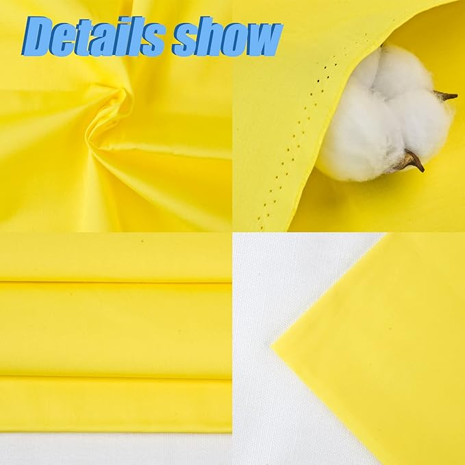 5 Yard Bright Yellow Cotton Fabric, Natural Cotton Poplin Fabric by The Yard, 59 Inches Wide 100% Cotton Fabric, Soft Embroidery Muslin Quilting Material for Sewing Material Apparel Cloth