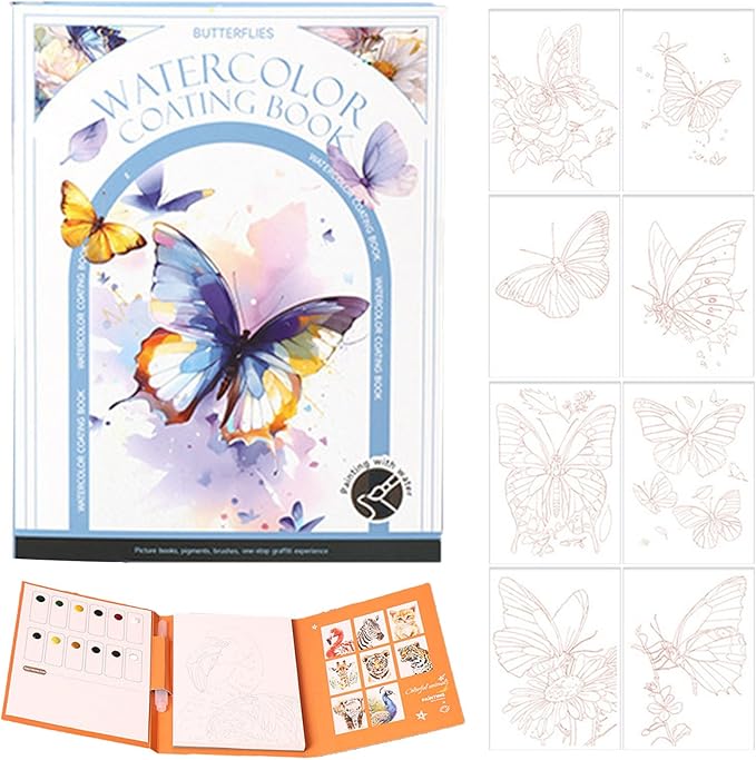 Watercolor Kit, Creative Stress Relief Kit Watercolor Painting Book, Water Colors Paint Adult Set, DIY 3-Fold Watercolors Pad for Beginners and Enthusiasts (Bb)