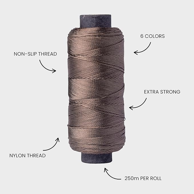 Big Kizzy Light Brown 250m Nylon Thread for Hair Extensions, Sew in Human Hair Weft and Wigs - Non-Slip and Comfortable Hold for Hand and Machine Tied Weft