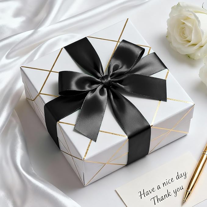 1-1/2" x 50 Yards Satin Ribbon - Black Silk Ribbon with Spool - Ideal for Gift Wrapping, Floral Bouquets, Crafts, Wedding Party Decorations, Christmas and Sewing Projects