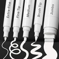 ARTISTRO 5 White Paint Pen for Glass Marking, Rock Painting, Ceramic, Wood, Tire, Fabric, Metal, Canvas - Set of 5 Acrylic Paint Markers Water-based - Different Tips