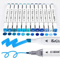 12Pcs Alcohol Markers Pure Color Series,Chisel & Fine Dual Tip Art Solid Color Markers Set for Adults Beginner Drawing Sketching Illustration (Blue)