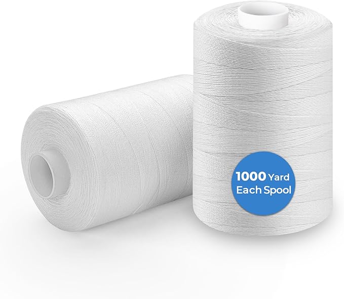 2PCS Thread - 1000Yard White All Purpose Sewing Machine Thread for Sewing