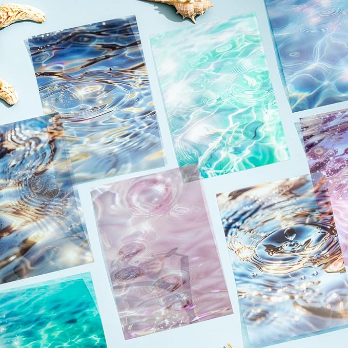 Wave PET Scrapbook Stickers Set, 60PCS Ocean Ephemera for Scrapbooking, Junk Journaling, Crafting, DIY Projects, Diaries, and Art Supplies