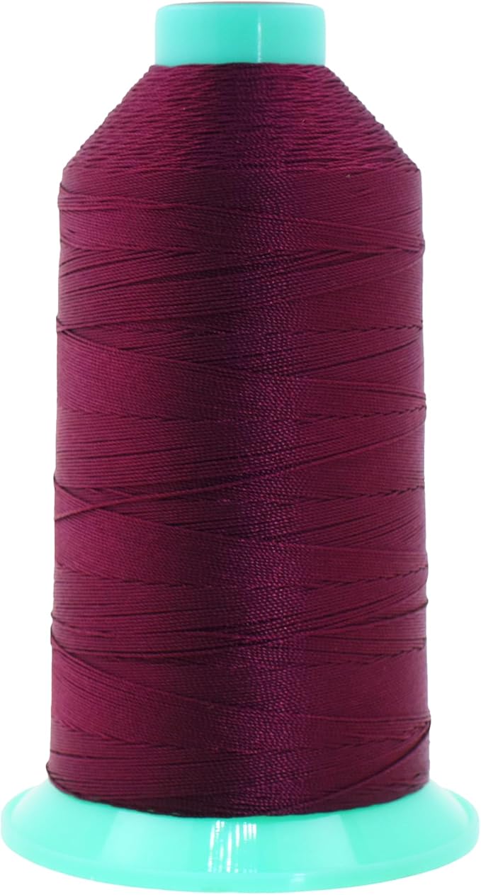 Mandala Crafts Size 138 420D T135 Bonded Nylon Thread - Burgundy 1250 YDs Tex 135 Heavy Duty Sewing Threads for Leather, Jeans, Weaving, Outdoor Marine Upholstery