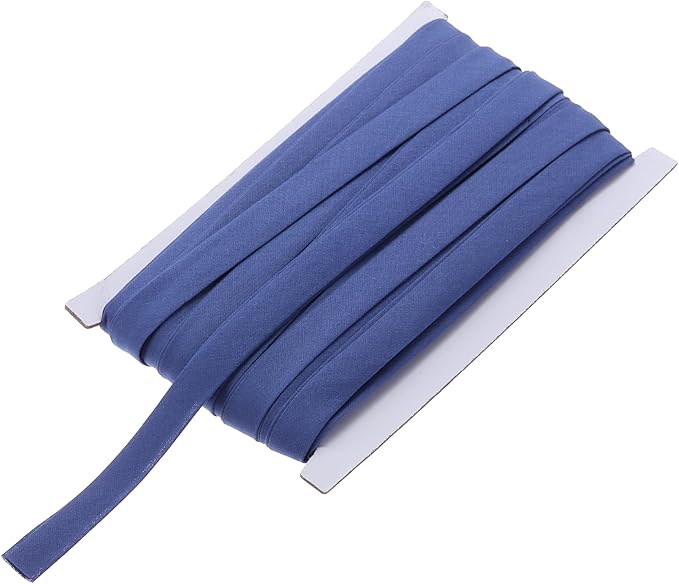 MECCANIXITY 1/2 Inch Double Fold Bias Tape Continuous Bulk Cotton Bias Tape for Sewing Seaming Quilting Hemming Binding Crafts (Medium Blue 25 Yards)