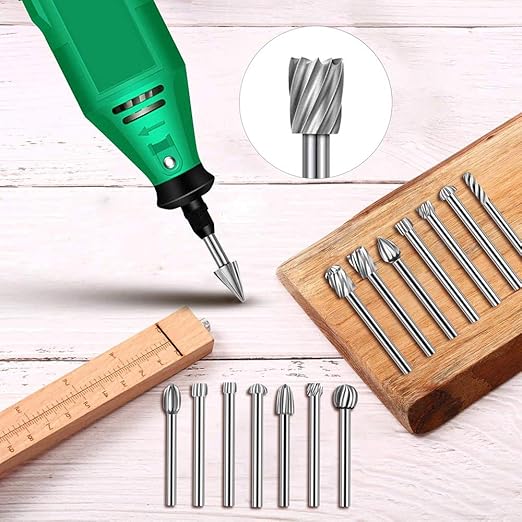 Carving Bits Wood Engraving Router Bit with 1/8"(3mm) Shank, 20Pcs HSS Different Burr Set to Meet Your Different Needs, Durable Rotary Tools Accessories for DIY Woodworking, Carving
