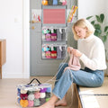 Katech Hanging Yarn Storage Organizer, Large Capacity Knitting Bag, Yarn Organizers with 6 Zipper Closure Compartments & Detachable Crochet Bag