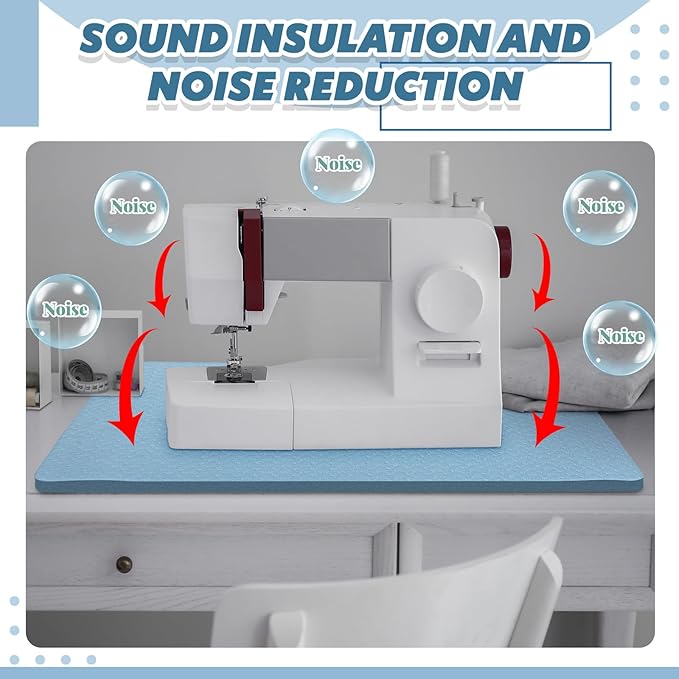 3 Pcs Sewing Machine Muffling Mat Pedal Mat Sewing Machine Pad No Slip Rubber Stay in Place Mats for Calms Vibration(Light Blue,15 x 20 Inch,14 x 9 Inch,14 x 11 Inch)