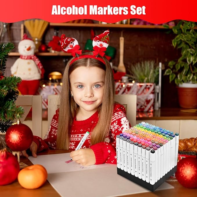 Taotree Alcohol Markers Set 100 Colors with Case & Holders, Dual Tips Art Coloring Markers Pens, Chisel & Fine Art Supplies Sketch Pens for Artist Adult Coloring Books Drawing, Painting, Sketching