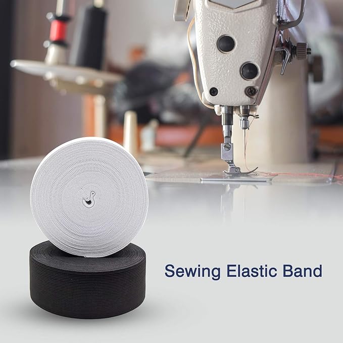 2 Inch Elastic Band for Sewing, Crafts, DIY, High Elasticity, (White 11Yards, Black 11 Yard)