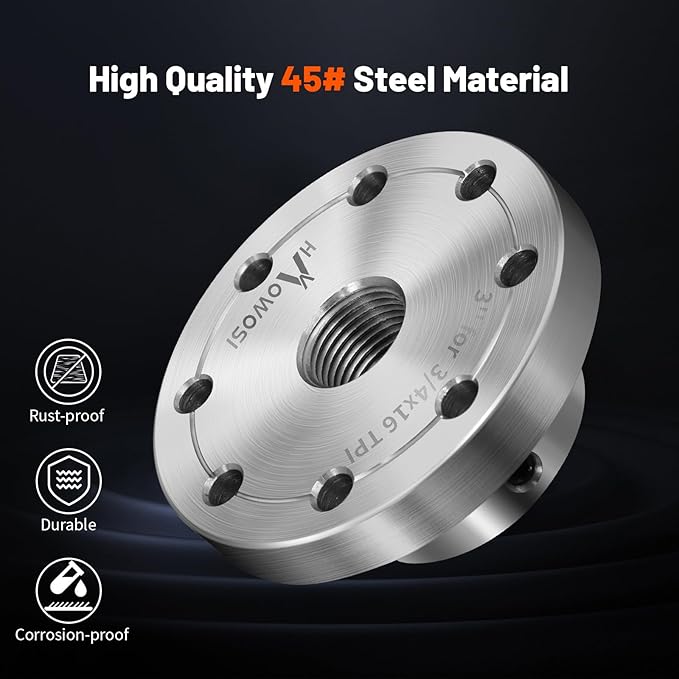 Wood Lathe Steel Faceplate 3",Faceplate for Wood Lathe,Lathe Face Plate Fit for 3/4" x 16TPI Spindle