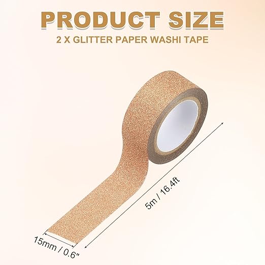 PATIKIL 2Roll Glitter Paper Washi Tape, Glitter Film Decorative Tape for DIY, Orange