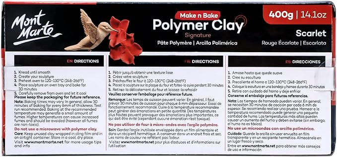 Mont Marte Make n Bake Polymer Clay 400g - Scarlet