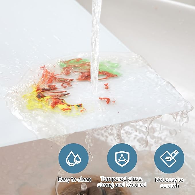 Nuanchu 1 Pcs 12 x 16 Inches White Tempered Glass Palette for Oil Painting Keeps Wet Paint Fresh Scratch Resistant Easy Clean up for Palette Artist Supplies DIY Color Mixing