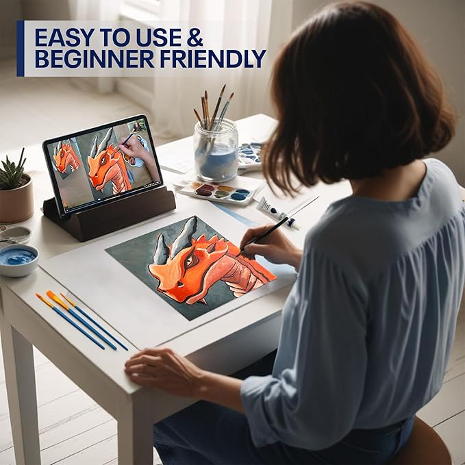 Painting4Real DIY Art Painting Kit for Adults – Learn to Paint Orange Dragon with Video Tutorials – 9 Pieces Acrylic Paint Set for Adults –Perfect Christmas Crafts & Holiday Gifts for Art Lovers