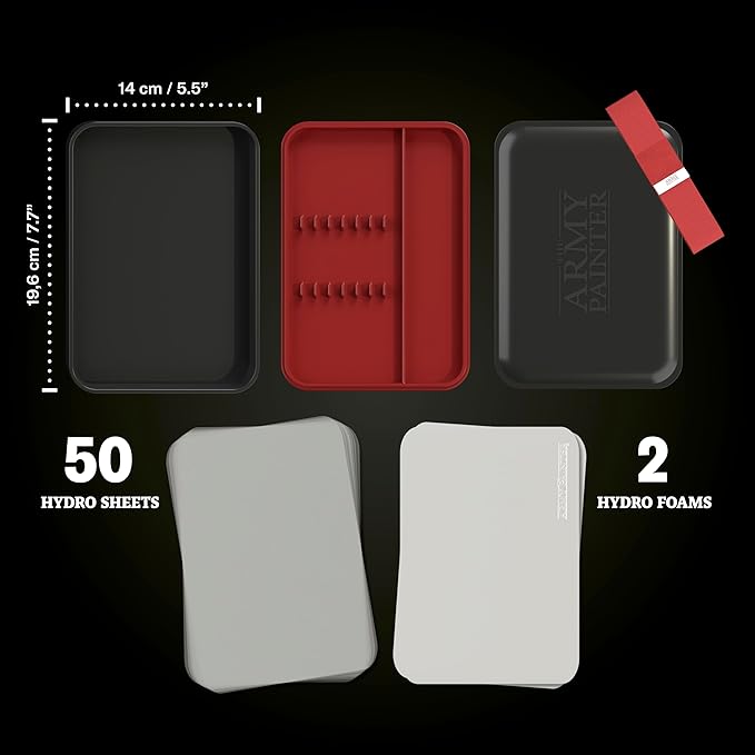 The Army Painter, Wet Palette, for Acrylic Paint, Incl. 50 Hydro Sheets, 2 Hydro Foams & Paint Brush Storage - for Miniature Painting, DND & Warhammer