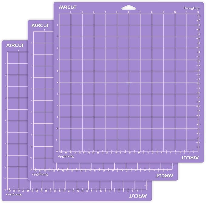 AIRCUT Strong Grip Cutting mat for Cricut Maker 3/Maker 4/Maker/Explore 3/4/Air 2/Air/One(12x12 Inch, 3 Mats) Strong Adhesive Sticky Purple Quilting Cricket Cutting Mats Replacement Accessories