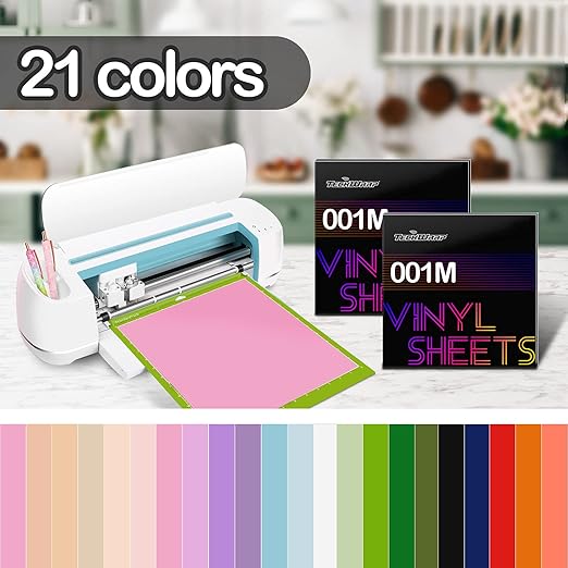 TECKWRAP 001 Matte Permanent Vinyl 12" x 12" 21 Colors for Scrapbooking, Vinyl Cutter Machine, Sign Plotters for Home Decor, Logo, Banners, Window Graphics
