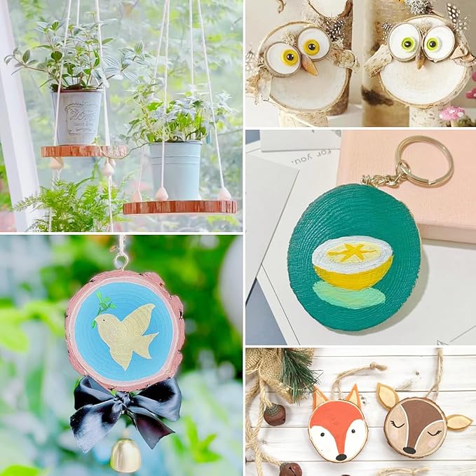 Natural Wood Slices Small, 60 Pcs 1.5-2 in Mini Wood Rounds, Unfinished Wooden Circles with Bark for DIY Crafts Centerpieces (4-5cm)